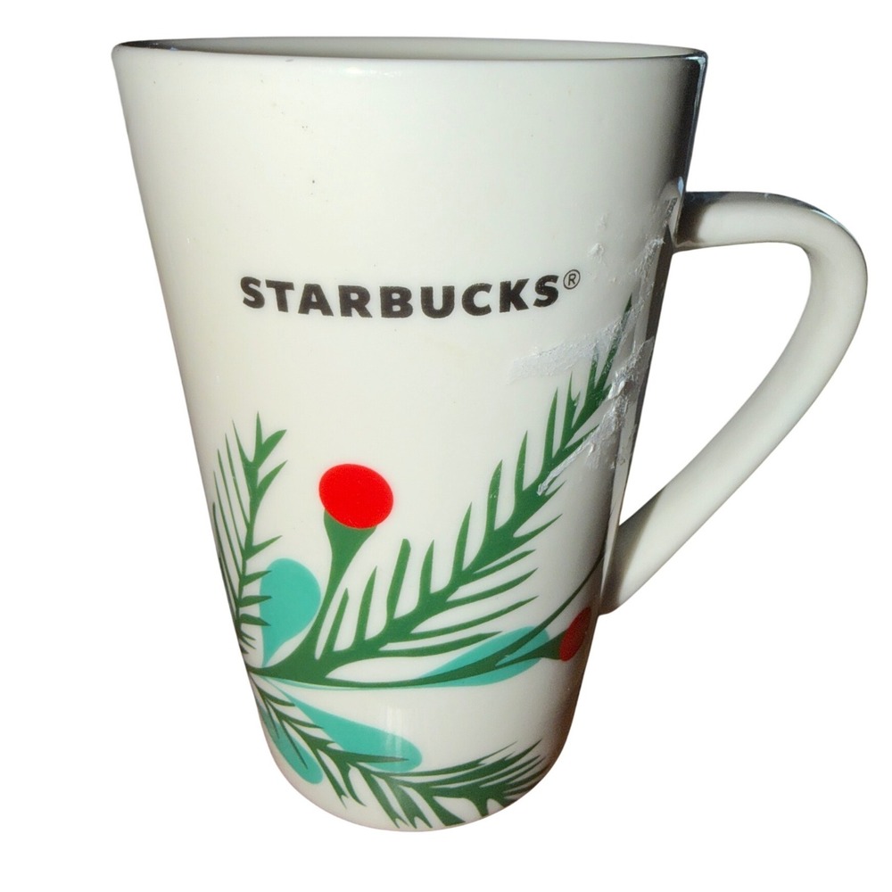 Starbucks Holiday Coffee Mug‎ Unisex 12oz White Good Pine Berry Latte Cup